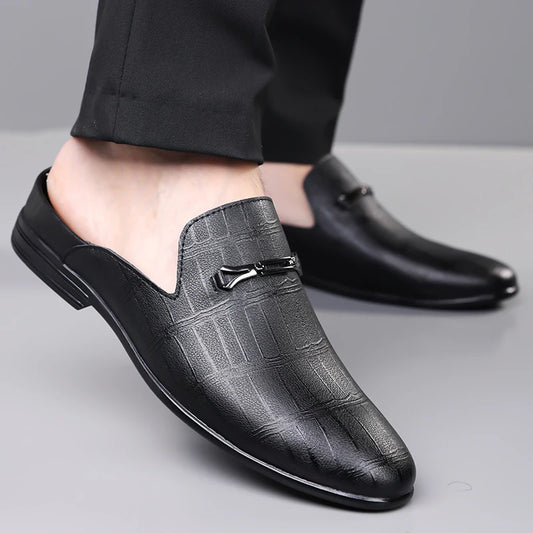 Women's Half Drag Genuine Leather Penny Slippers Loafers