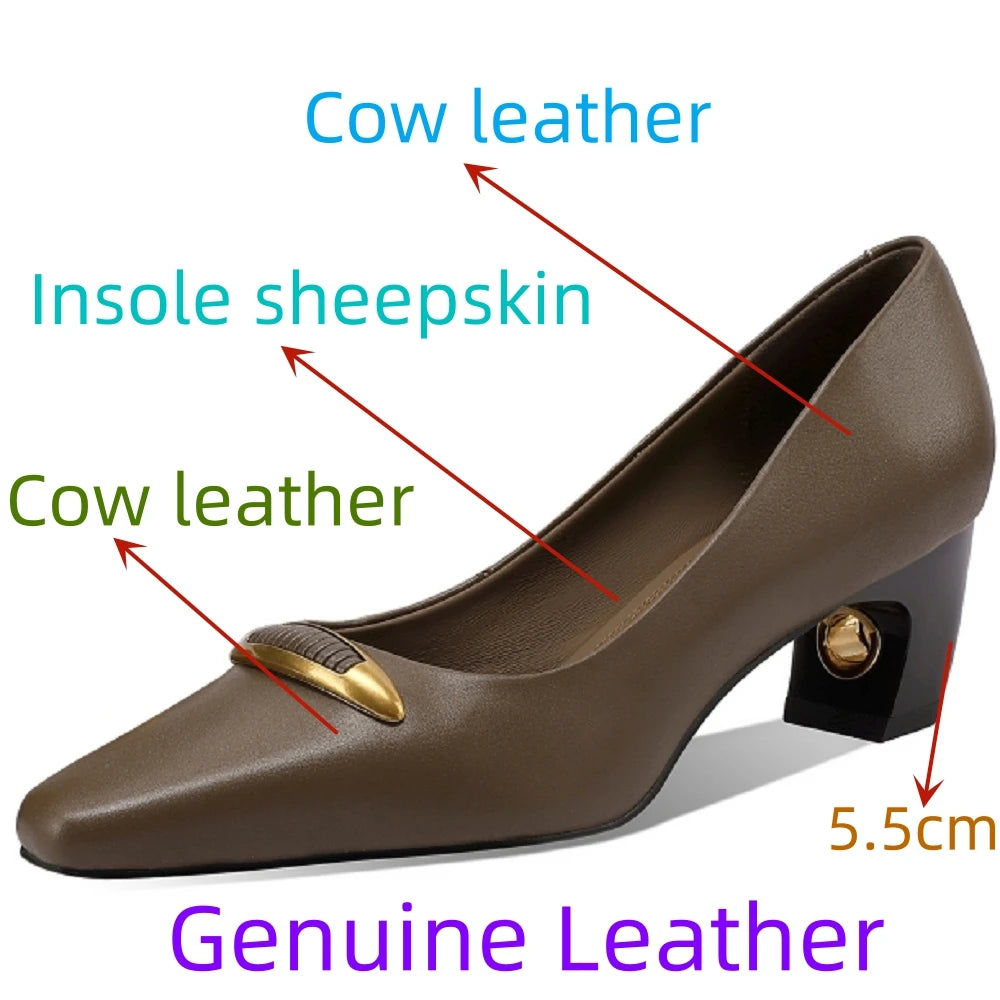 Women's Handmade Genuine Leather Mid Shallow Shoes