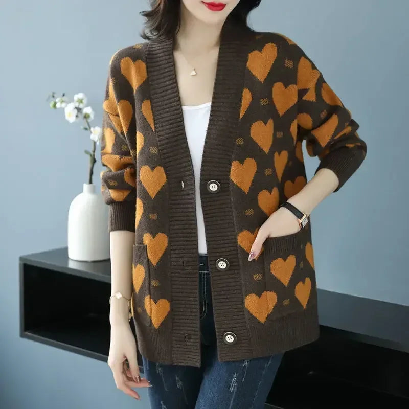 Women's Vintage Luxury Long Sleeve Knitted Sweater Cardigan