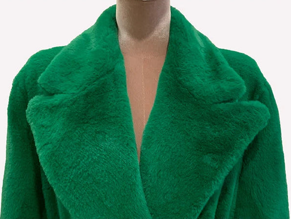 Women's Fluffy Thick Soft Maxi Faux Fur Double Breasted Coat