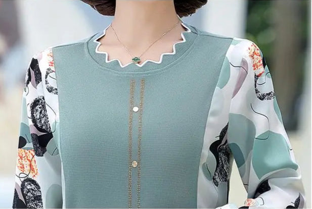 Women's Stylish Middle Aged Long Sleeved Shirt