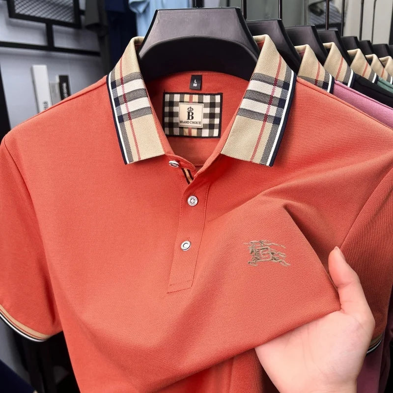 Men's Silk Cotton Short Sleeve Polo T-shirt