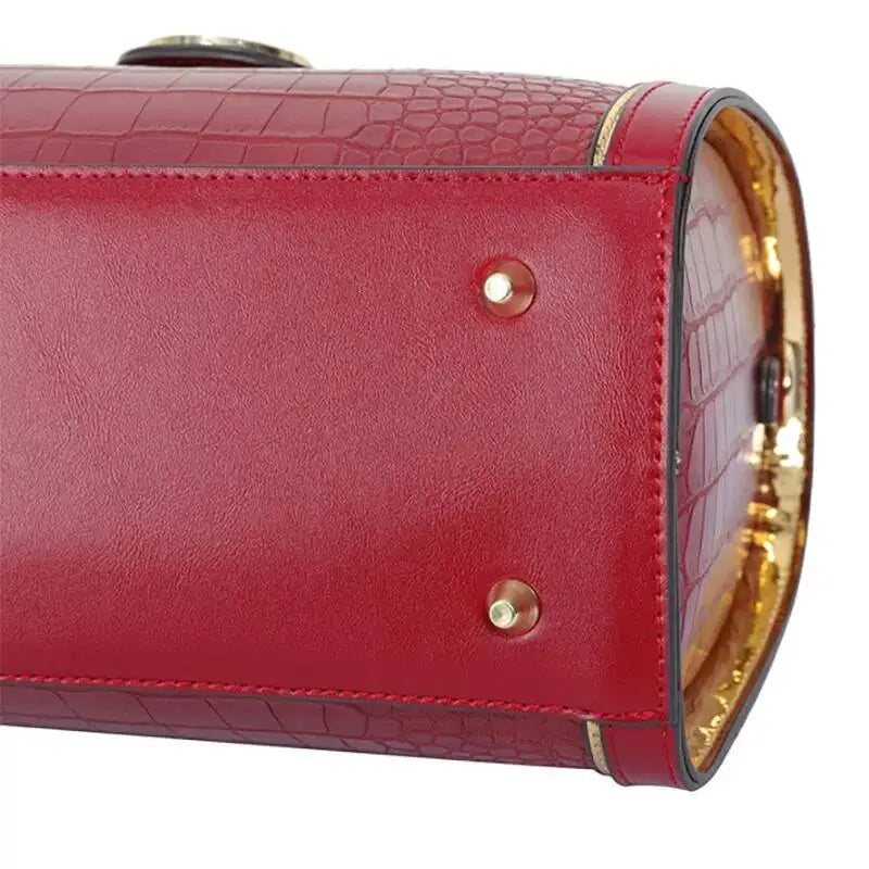 Women's Crocodile Embossed Letter Decoration Shoulder Handbag