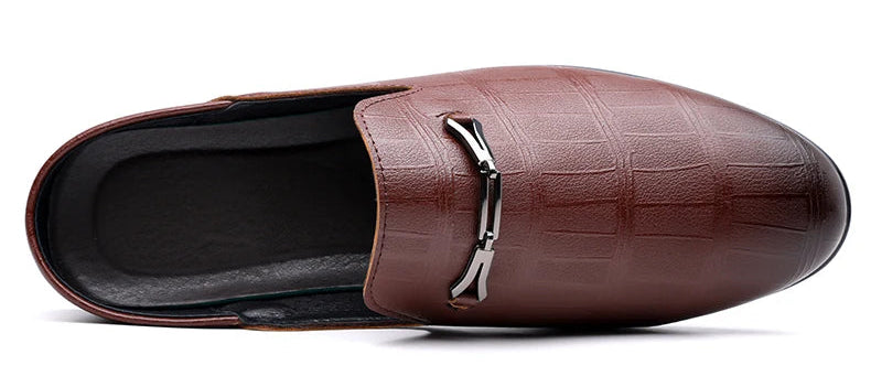 Women's Half Drag Genuine Leather Penny Slippers Loafers