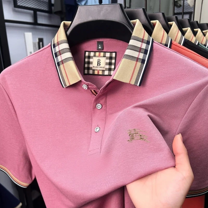 Men's Silk Cotton Short Sleeve Polo T-shirt