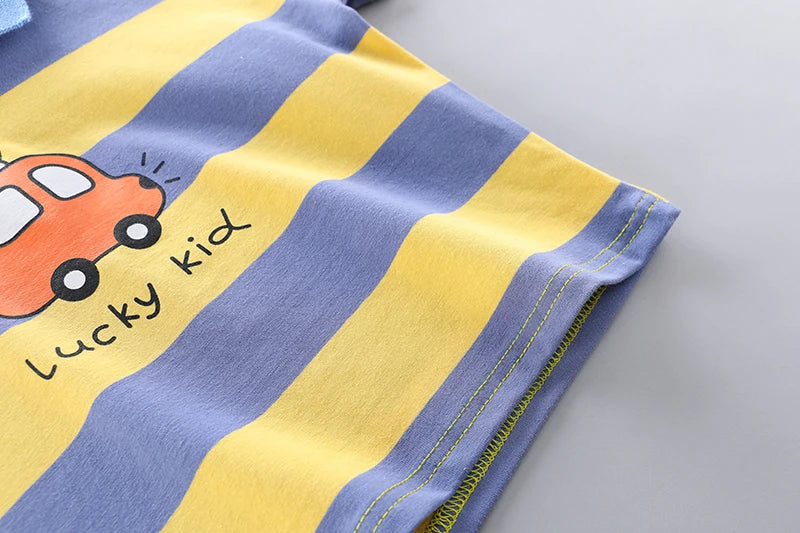 kids' 2Pcs High Quality Polo Shirt Denim Short Set
