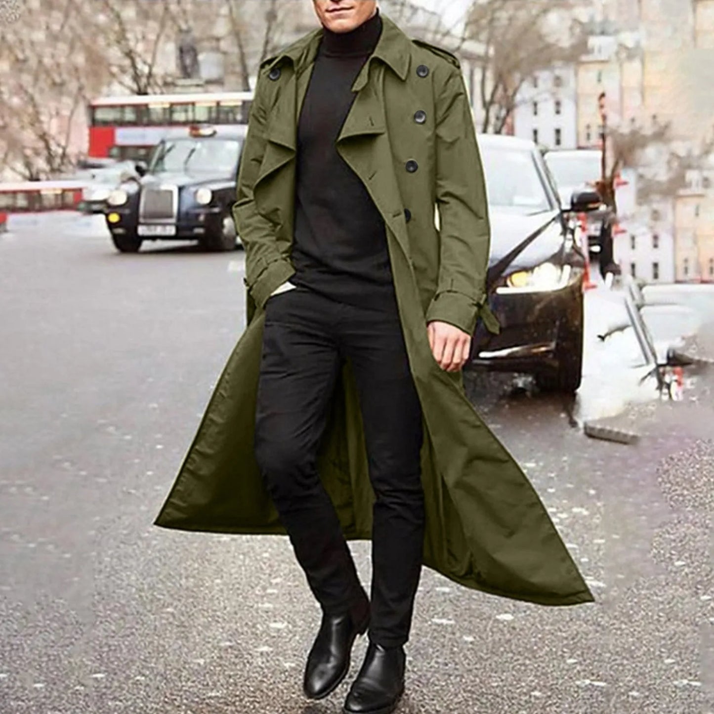 Men's Windbreaker Long Sleeve Trench Coat