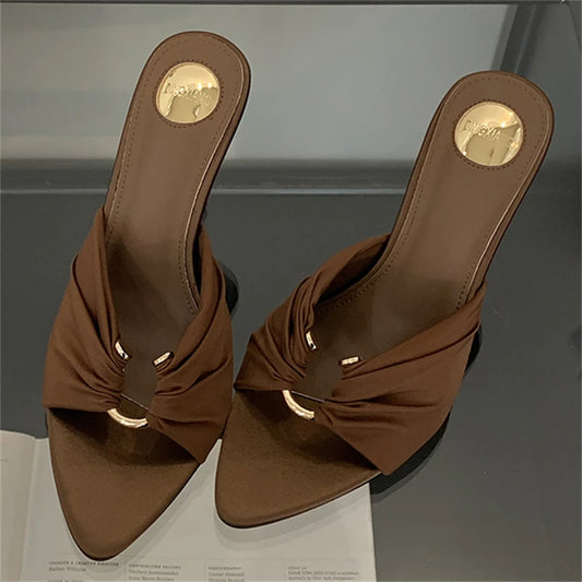 Women's Open Toe Thin High Stripper Party Slides Slippers