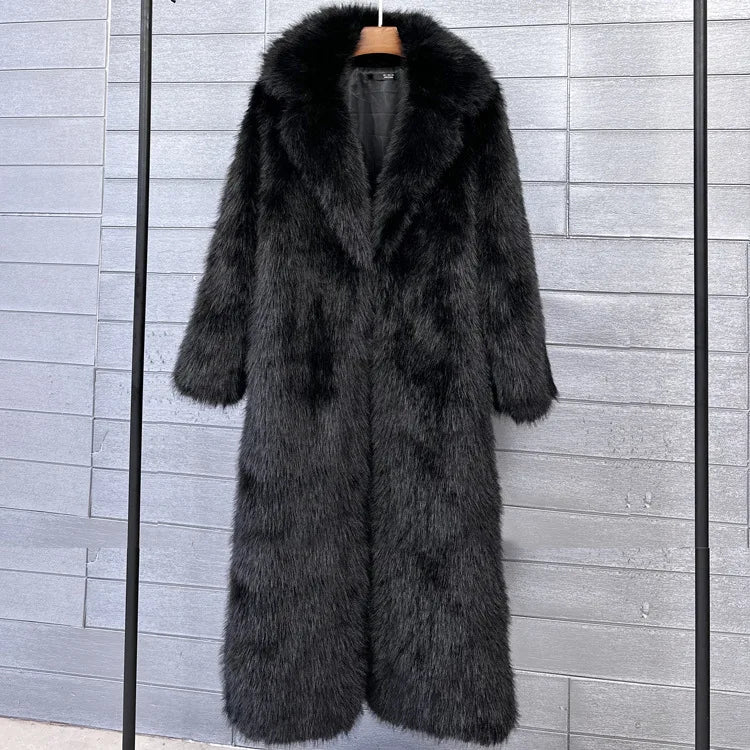 Women's Long Fluffy Faux Fur Coat