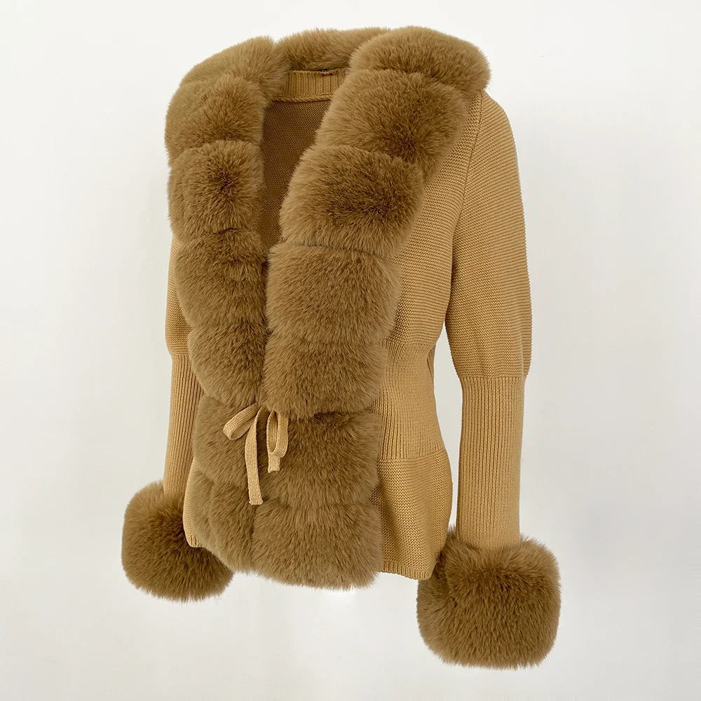 Women's Faux Fur Detachable Collar Coat