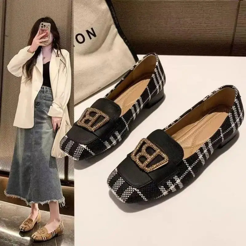 Women's Low Chunky Heels Versatile Style Shoes