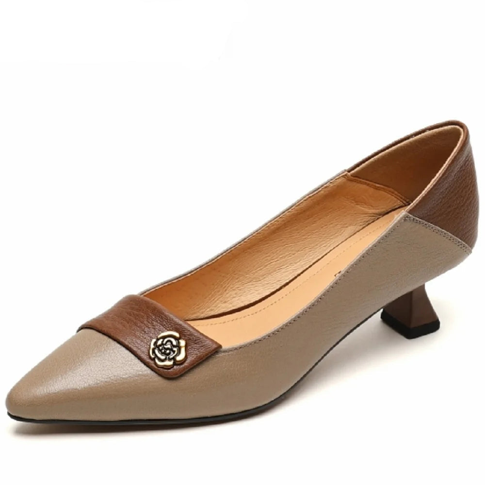Women's High Quality Leather High Heels Pumps Shoes
