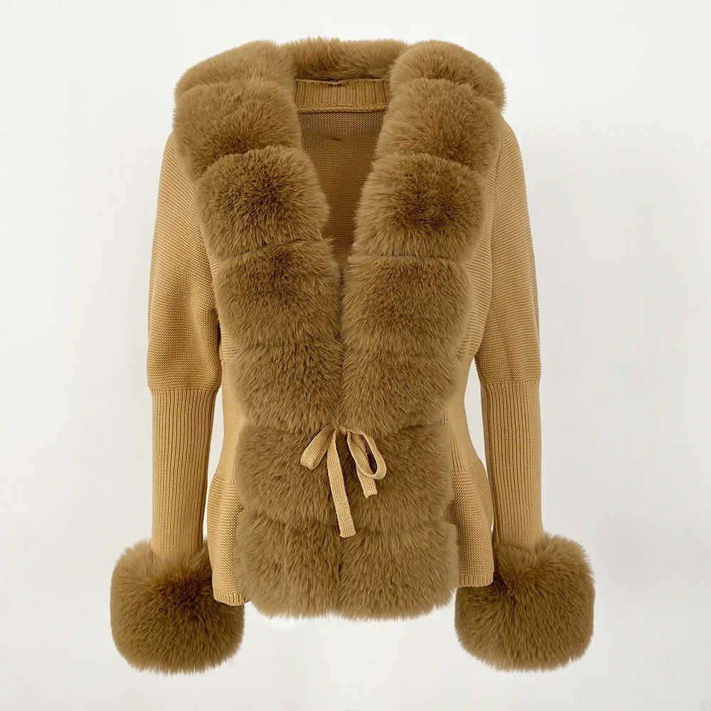 Women's Faux Fur Detachable Collar Coat
