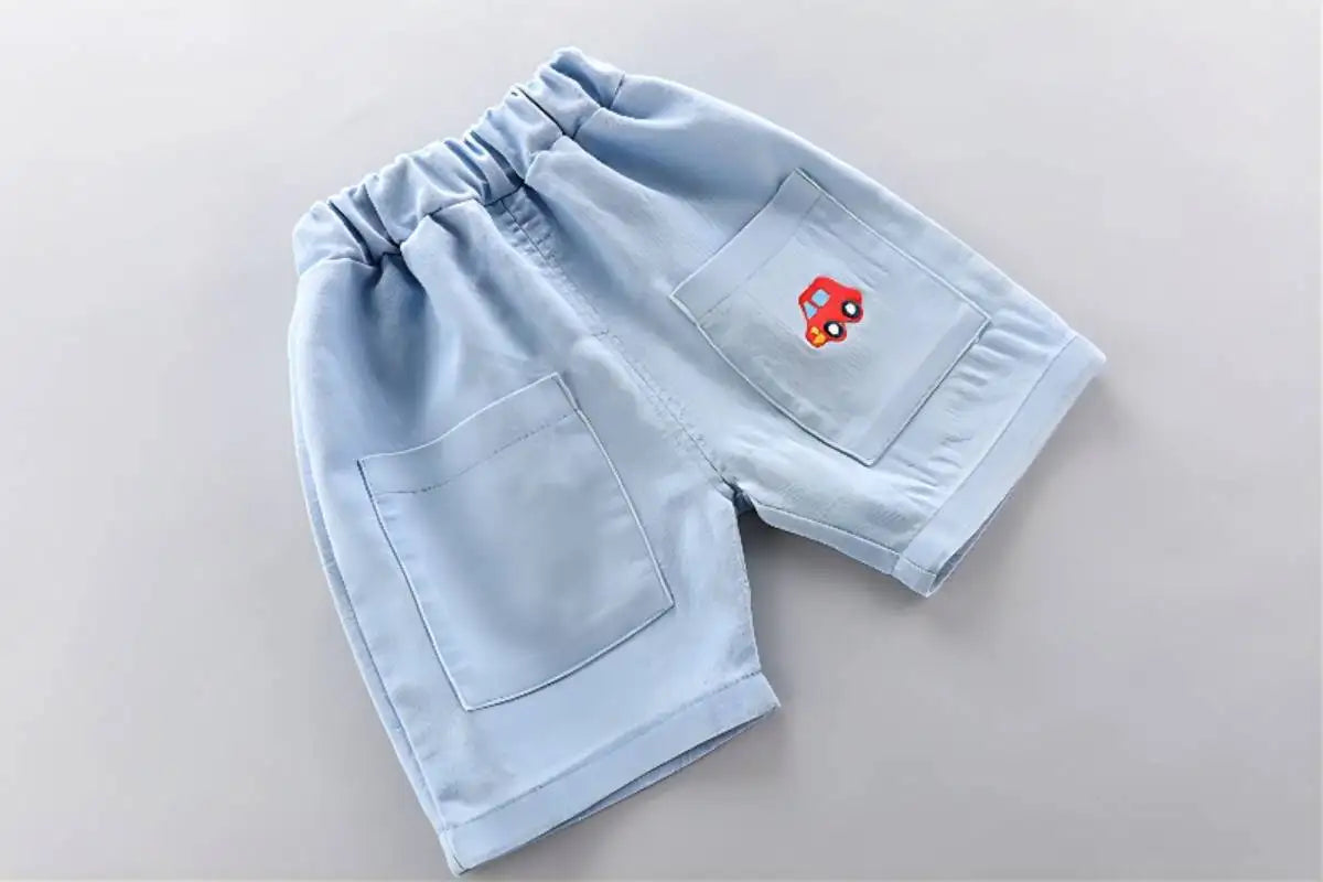 kids' 2Pcs High Quality Polo Shirt Denim Short Set