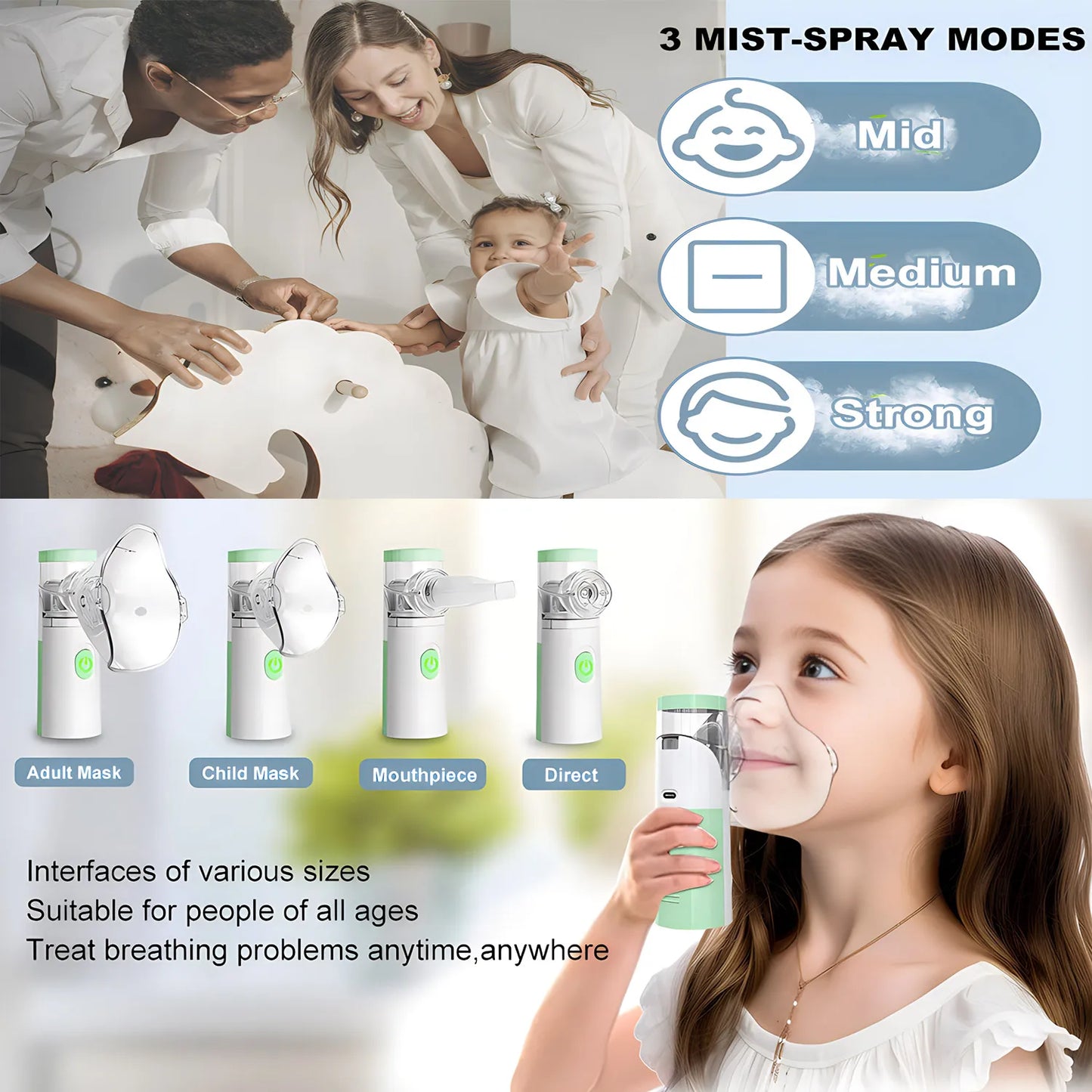 Handheld Portable Mesh Atomizer Silent Inhaler Nebulizer