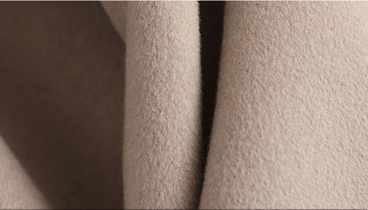 Women's Natural Fox Fur Collar Cashmere Wool Coat