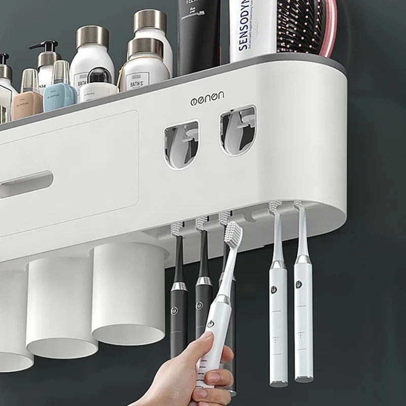 Toothbrush Holder Magnetic Adsorption Inverted Toothpaste Dispenser