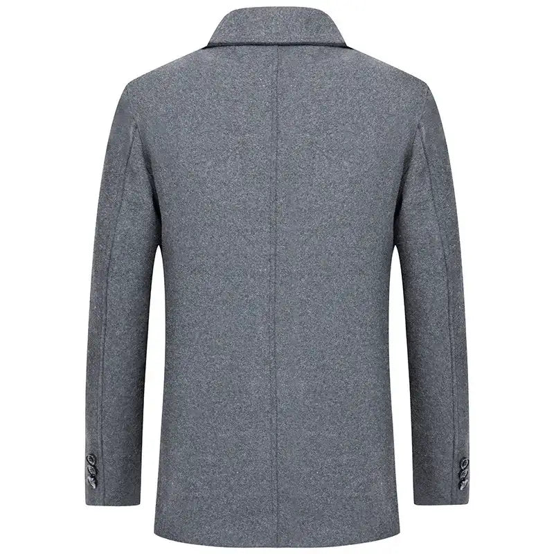Men's Casual Fleece Liner Wool Slim Fit Trench Jacket