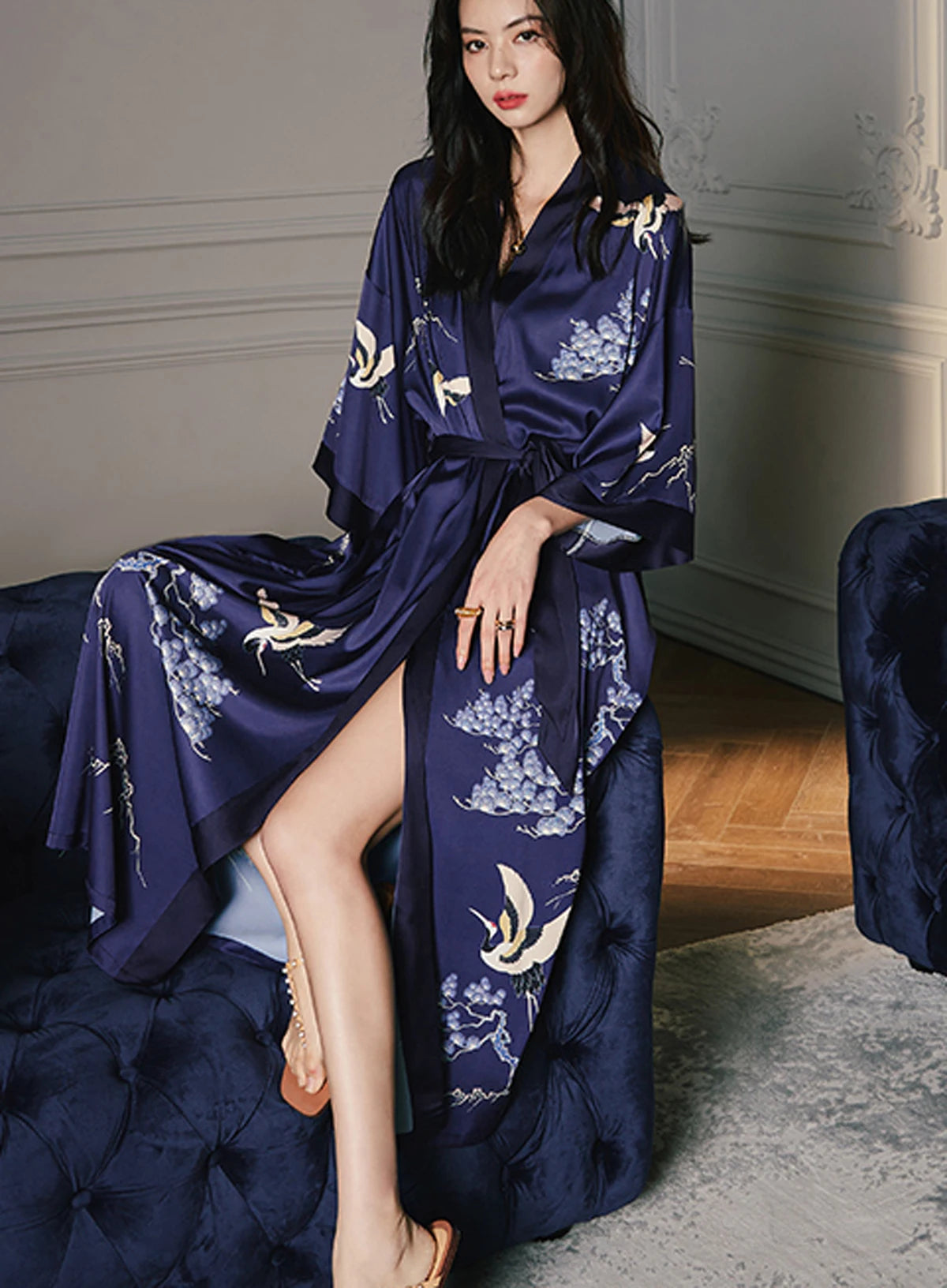 Women's Silk Satin Lightweight Soft Bathrobe Set