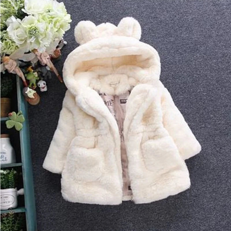 Girls Plush Warm Faux Fur Coat Jacket