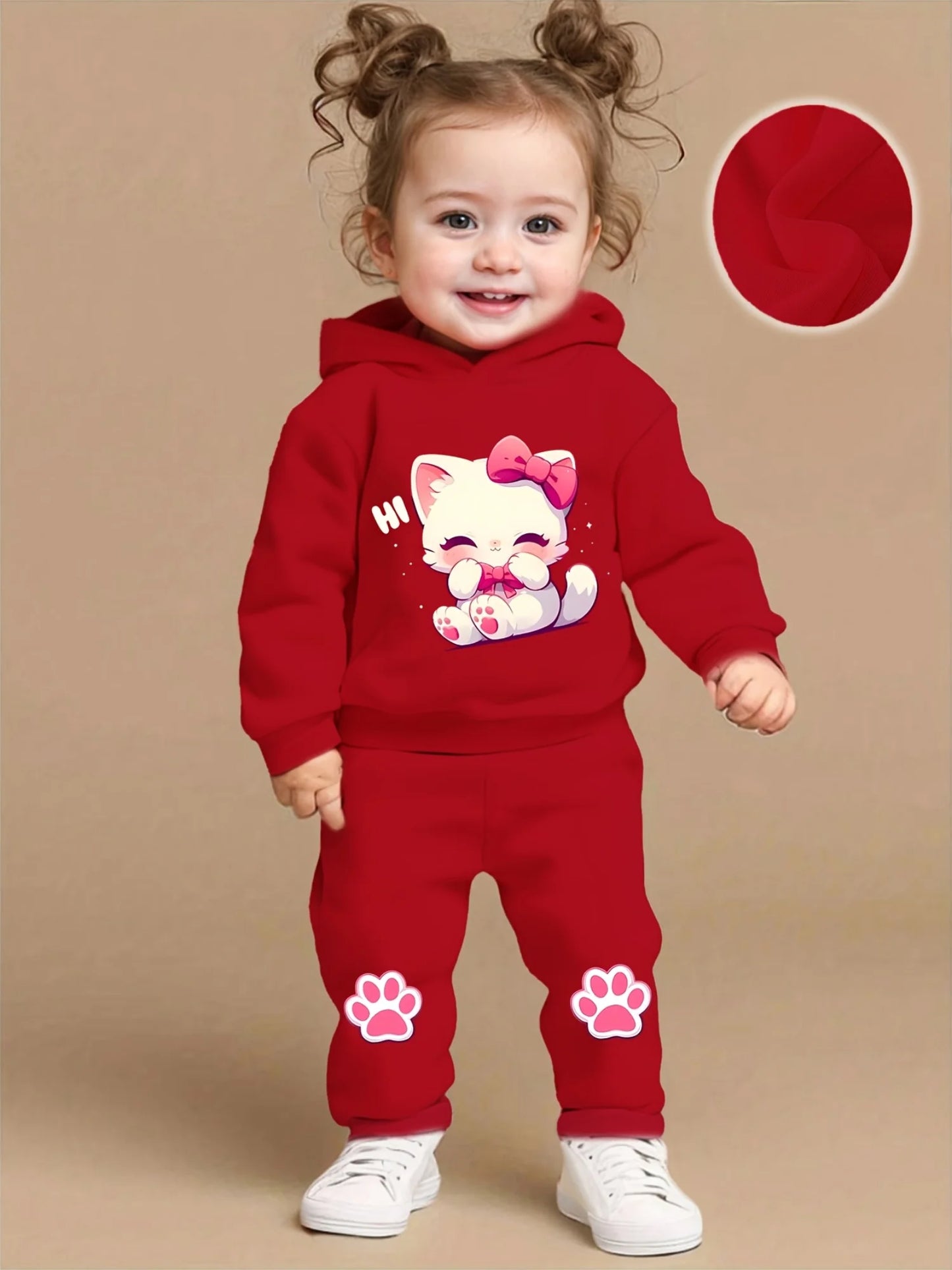 Kids' 2Pcs Cute Fleece Romper Sports Pants Set