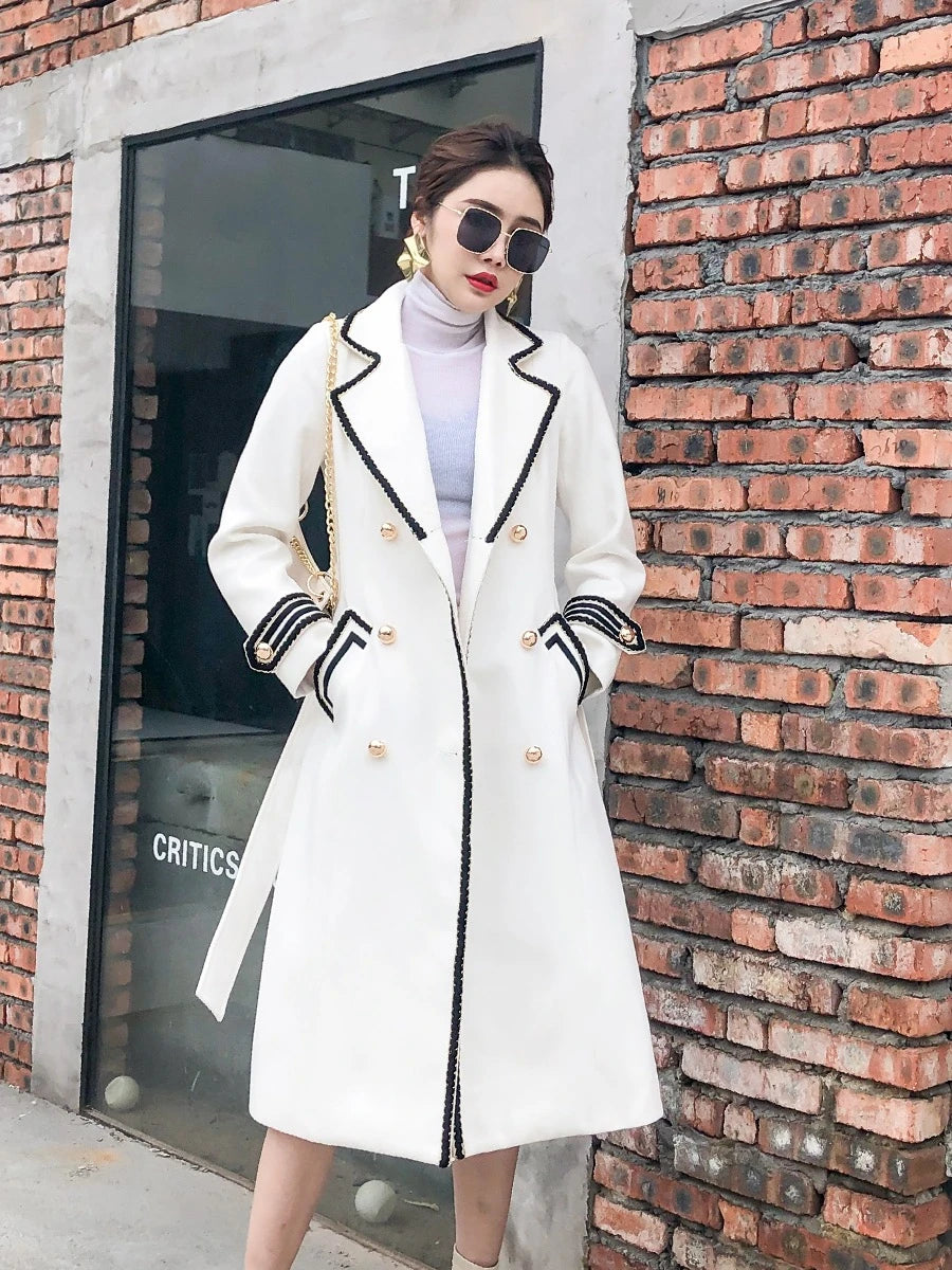 Women's Long Slim Wool Blend  Cotton Padded Lined Coat