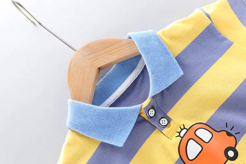 kids' 2Pcs High Quality Polo Shirt Denim Short Set