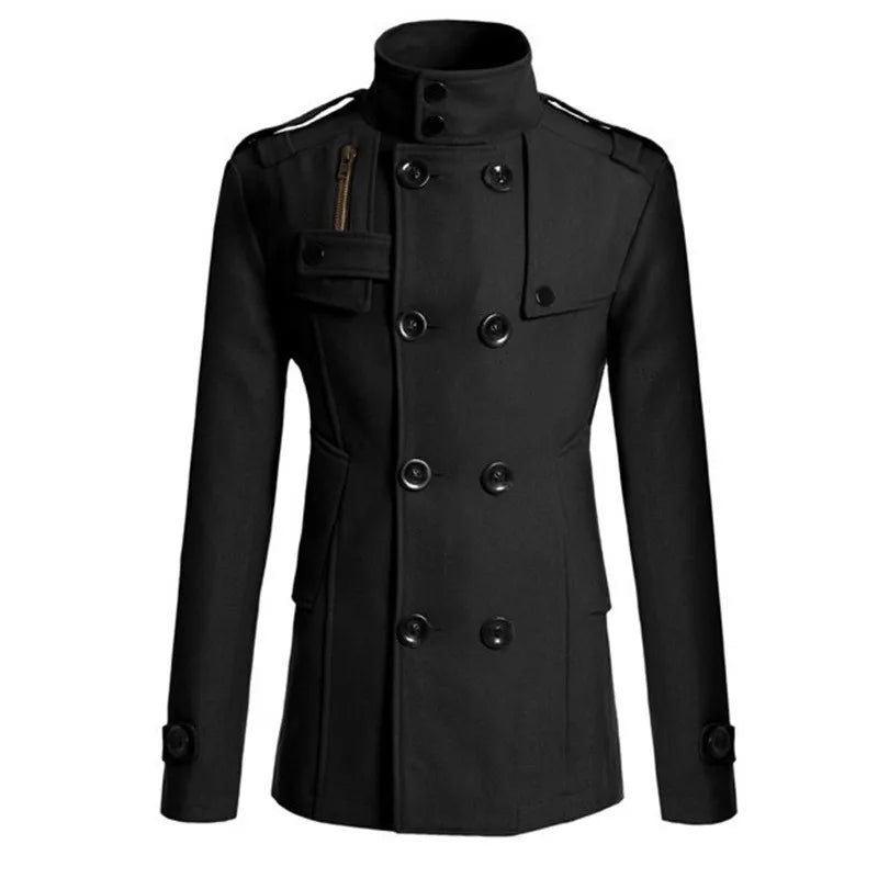 Men's Mid Length Woolen Coat