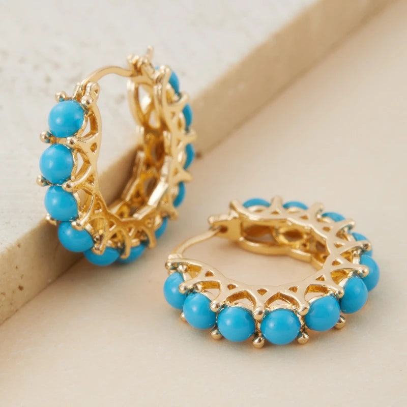 Ladies' Elegant Fashion Green Synthetic Turquoise Earrings