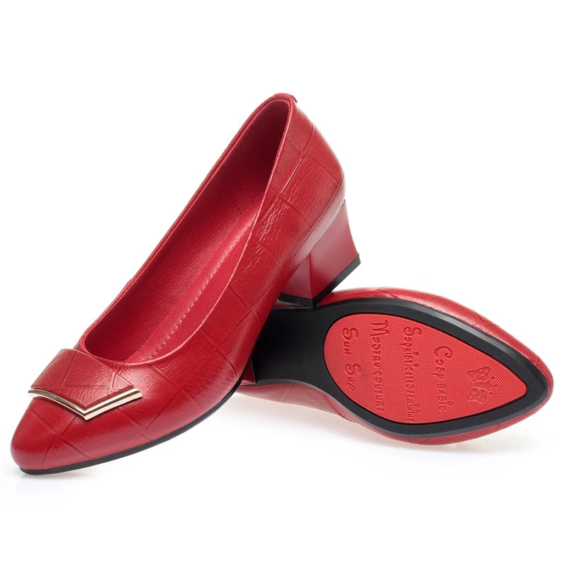 Women's Genuine Leather Mid Heel Shoes