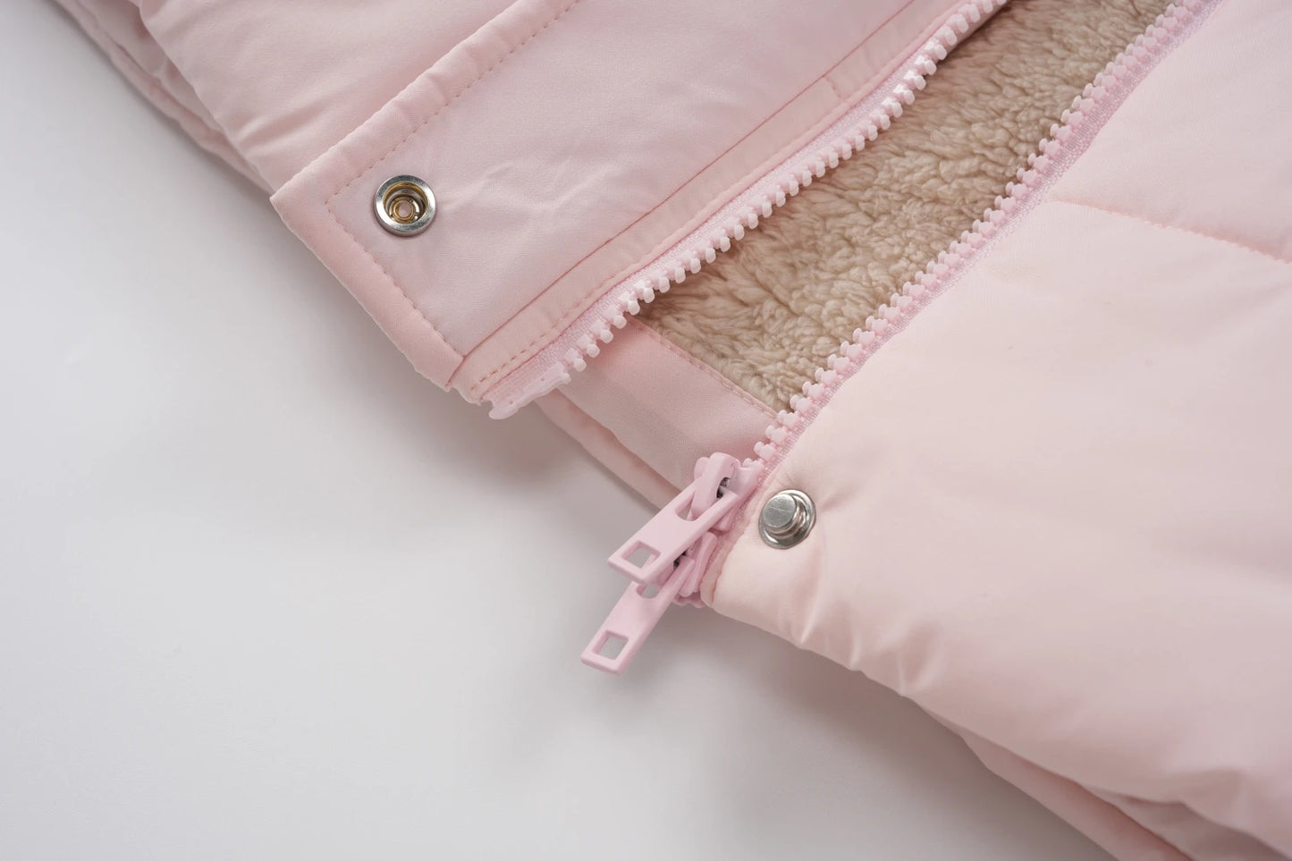 Women's Fleece Lined Ribbed Cuff Windproof Puffer Coat