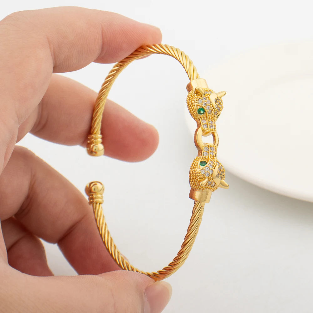 Women's Gold Color Charm White Zircon Bracelet