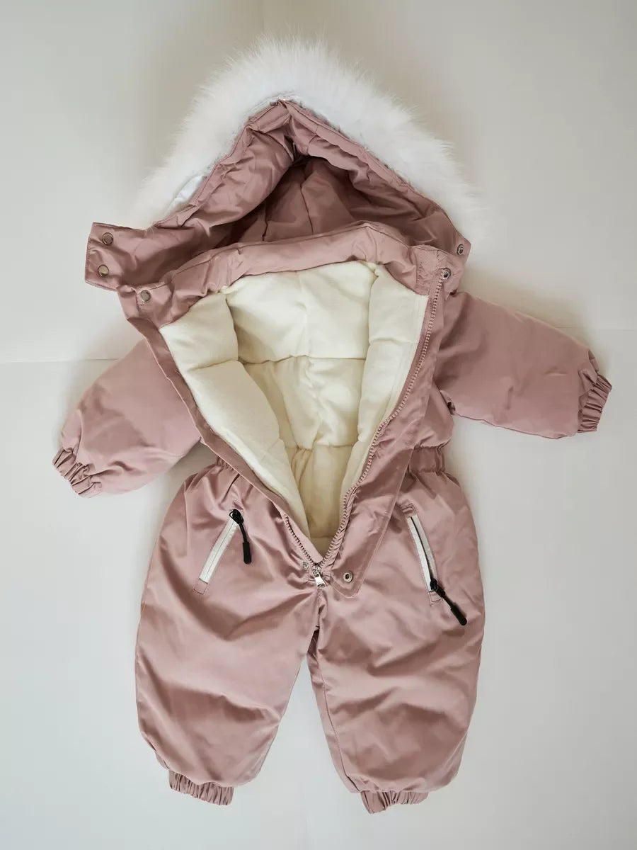 Baby Warm Cotton Hooded Jumpsuit Romper