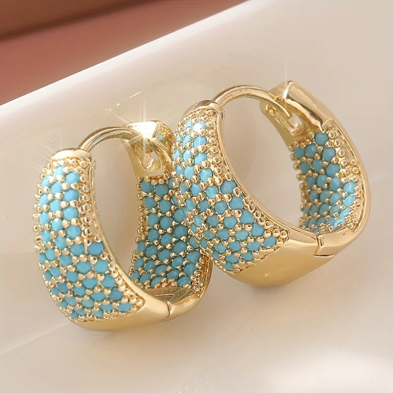 Ladies' Elegant Fashion Green Synthetic Turquoise Earrings