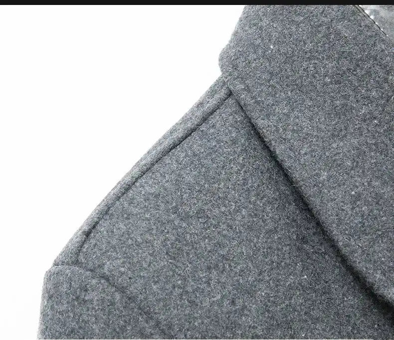 Men's Casual Fleece Liner Wool Slim Fit Trench Jacket