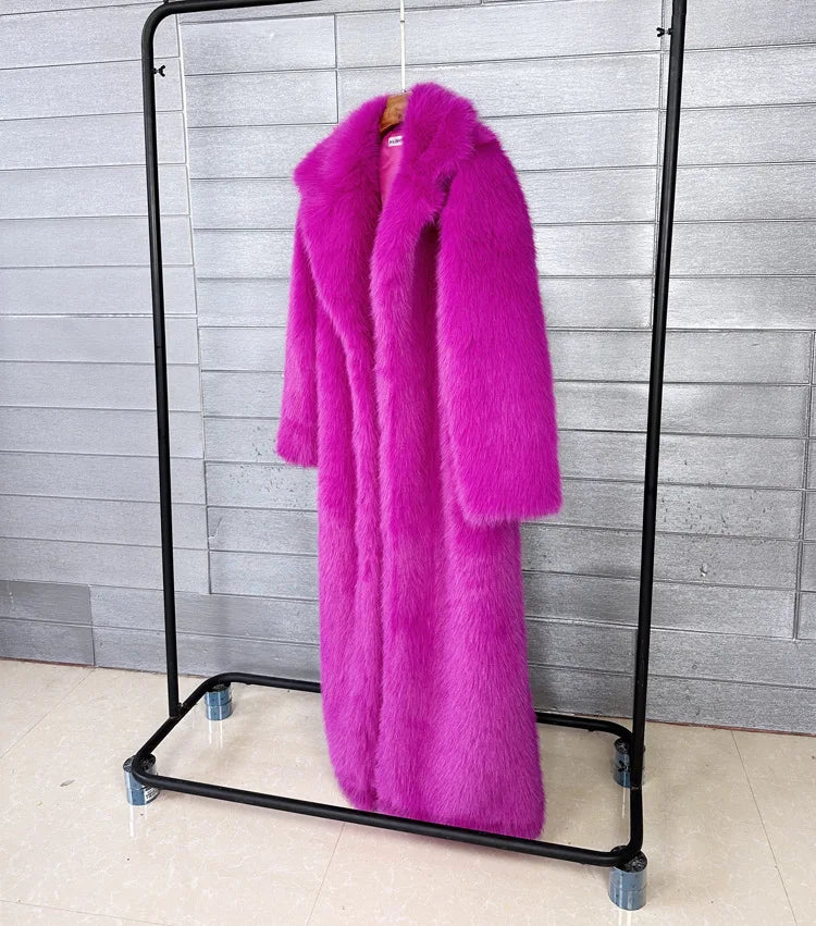 Women's Long Fluffy Faux Fur Coat