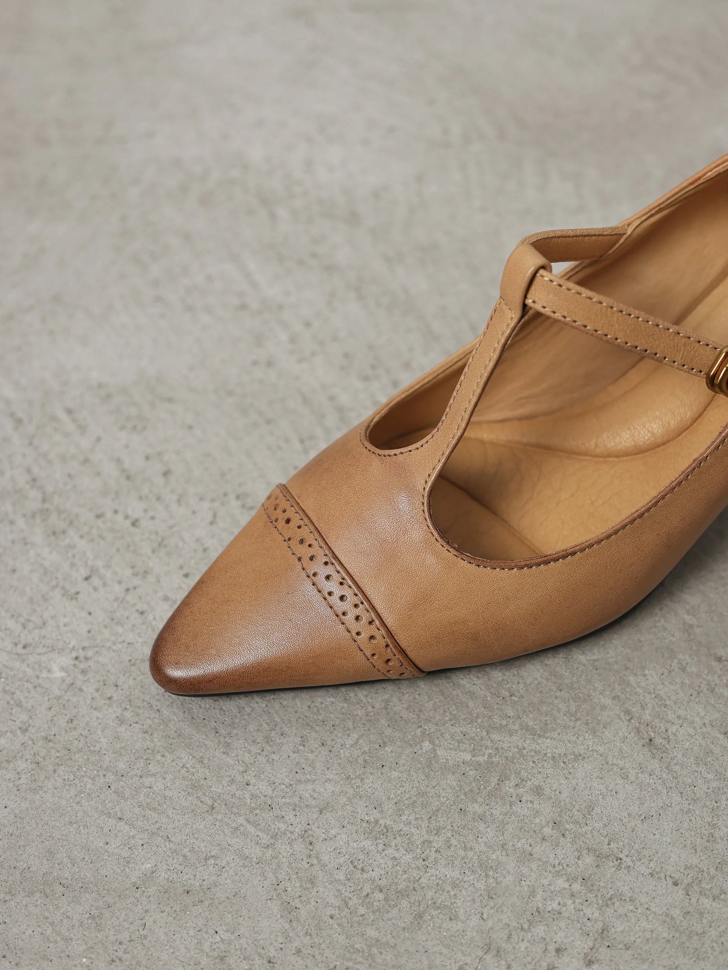 Women's Cow Leather T-Strap Pumps Shoes