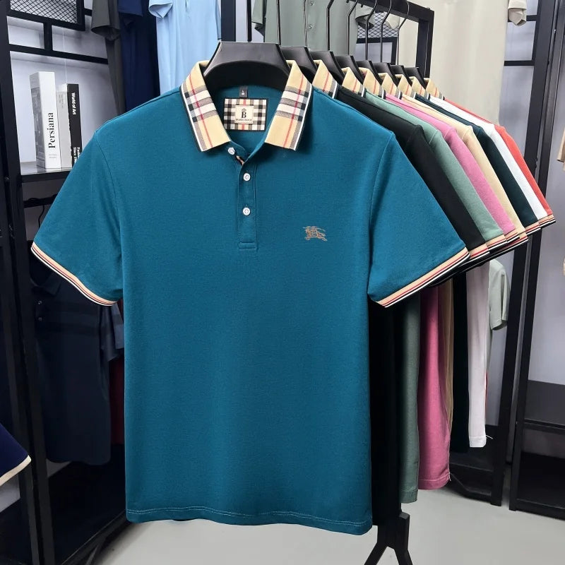 Men's Silk Cotton Short Sleeve Polo T-shirt