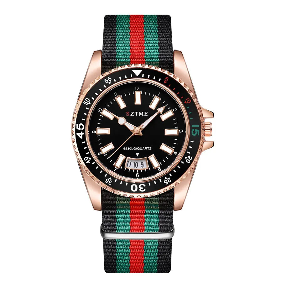 Men's Nylon Strap Calendar Simple Quartz Watch
