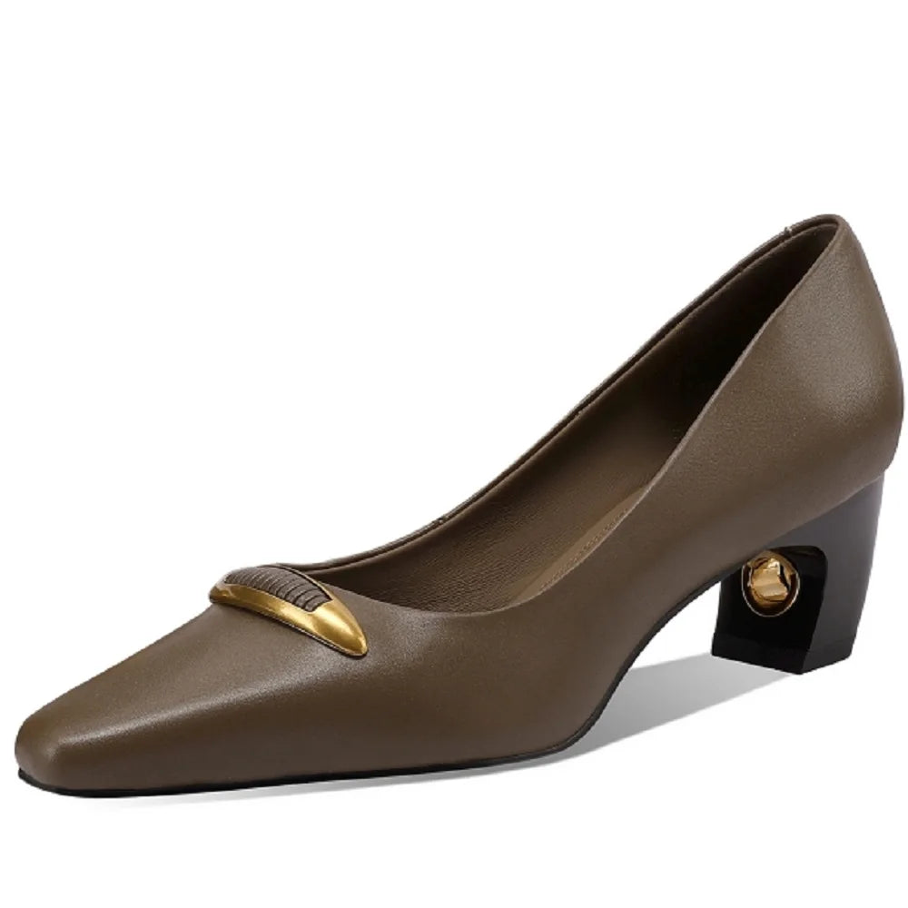 Women's Handmade Genuine Leather Mid Shallow Shoes