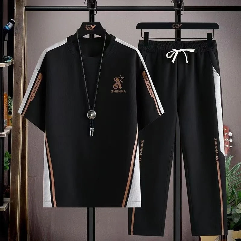 Men's 2PCs Trendy Comfortable Breathable Loose Plus Size Set