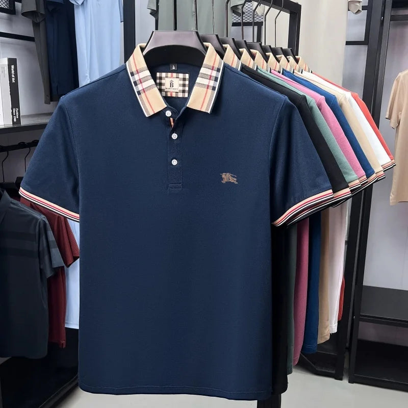 Men's Silk Cotton Short Sleeve Polo T-shirt