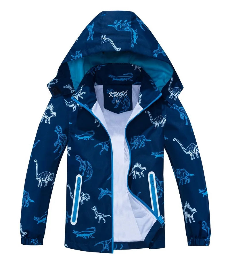 Kids' Waterproof Detachable Hood Mesh Cloth Padded Jacket