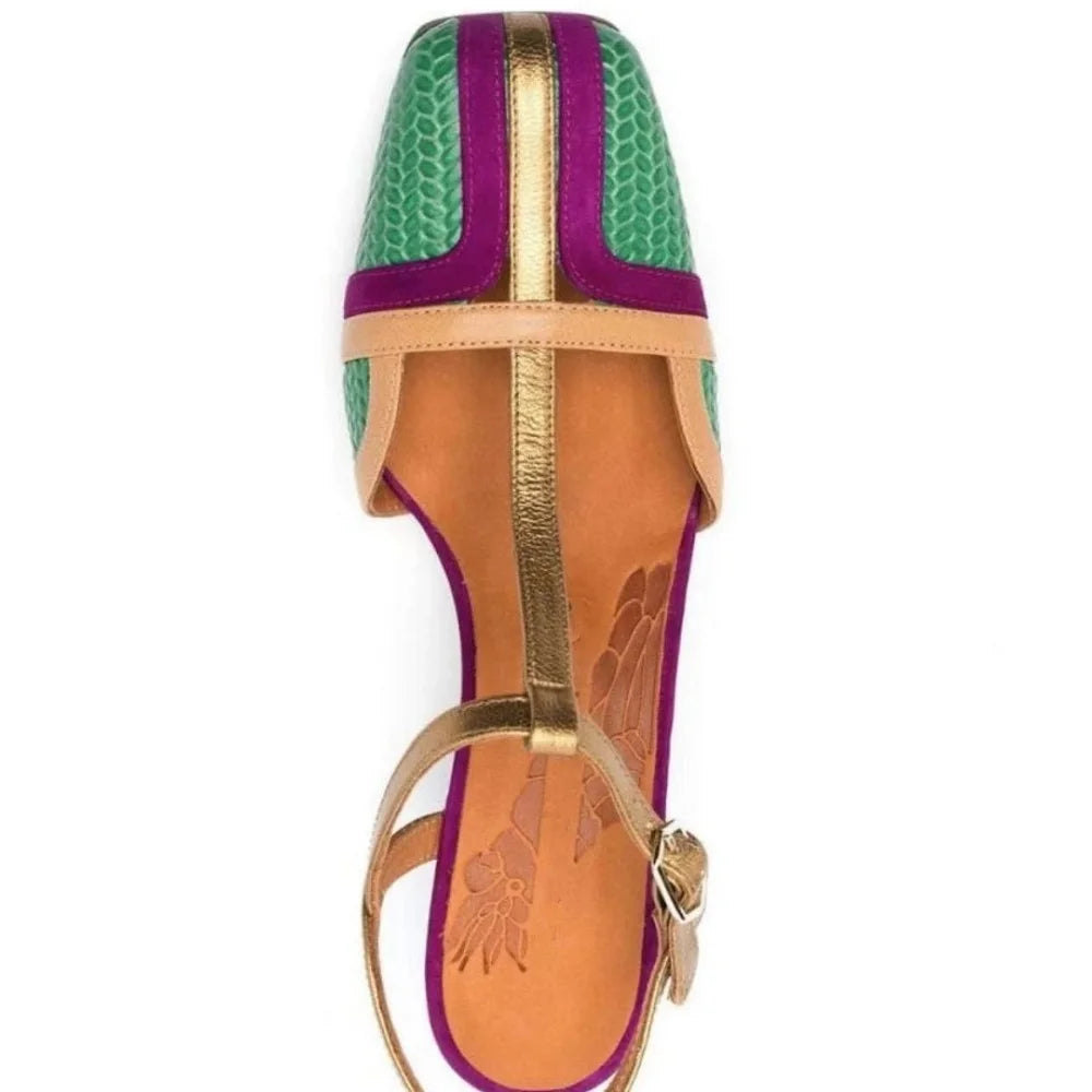 Women's Genuine Leather Retro Buckle Strap Vintage Pumps