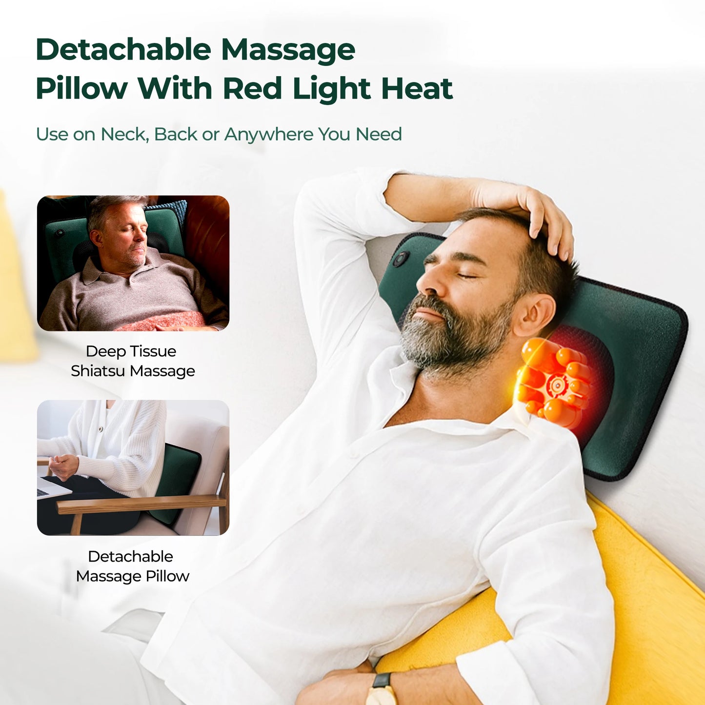 Full Body Massage Mat with Heat Detachable Massager Pad
