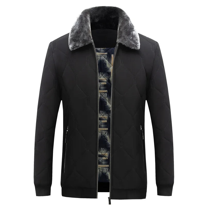 Men's Fur Collar Cotton Padded Bomber Jacket