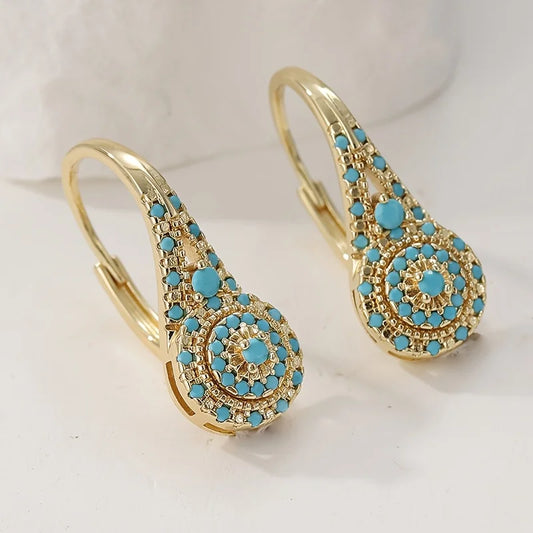 Ladies' Elegant Fashion Green Synthetic Turquoise Earrings
