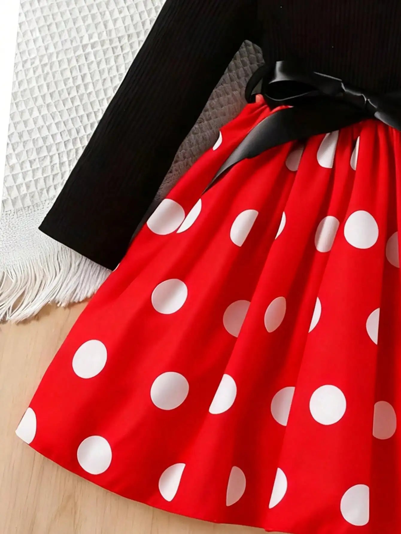 Girls' Polka Dot Pattern Belt dress