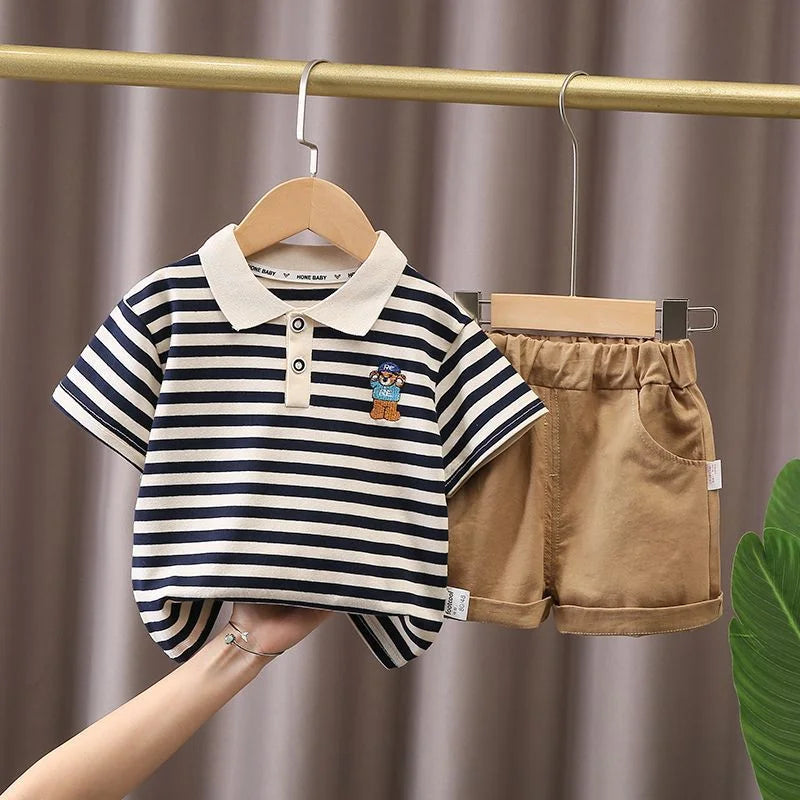 Kids' 2Pcs Cotton Short sleeve T-shirt Shorts Set