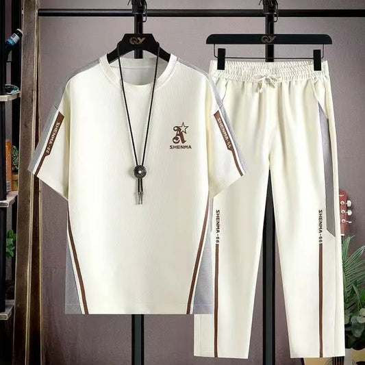 Men's 2PCs Trendy Comfortable Breathable Loose Plus Size Set